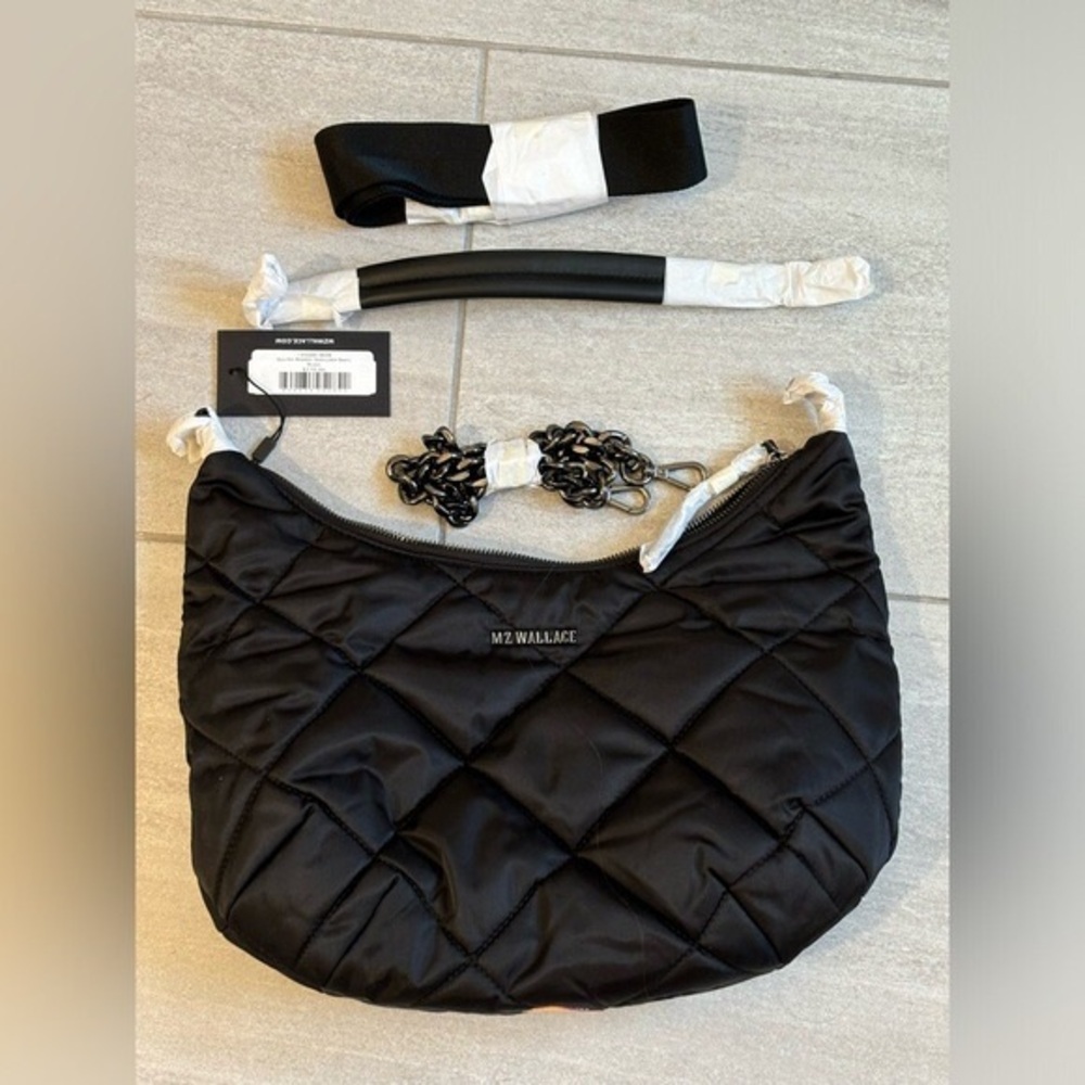 MZ Wallace Quilted Bowery Shoulder Bag Black NWT